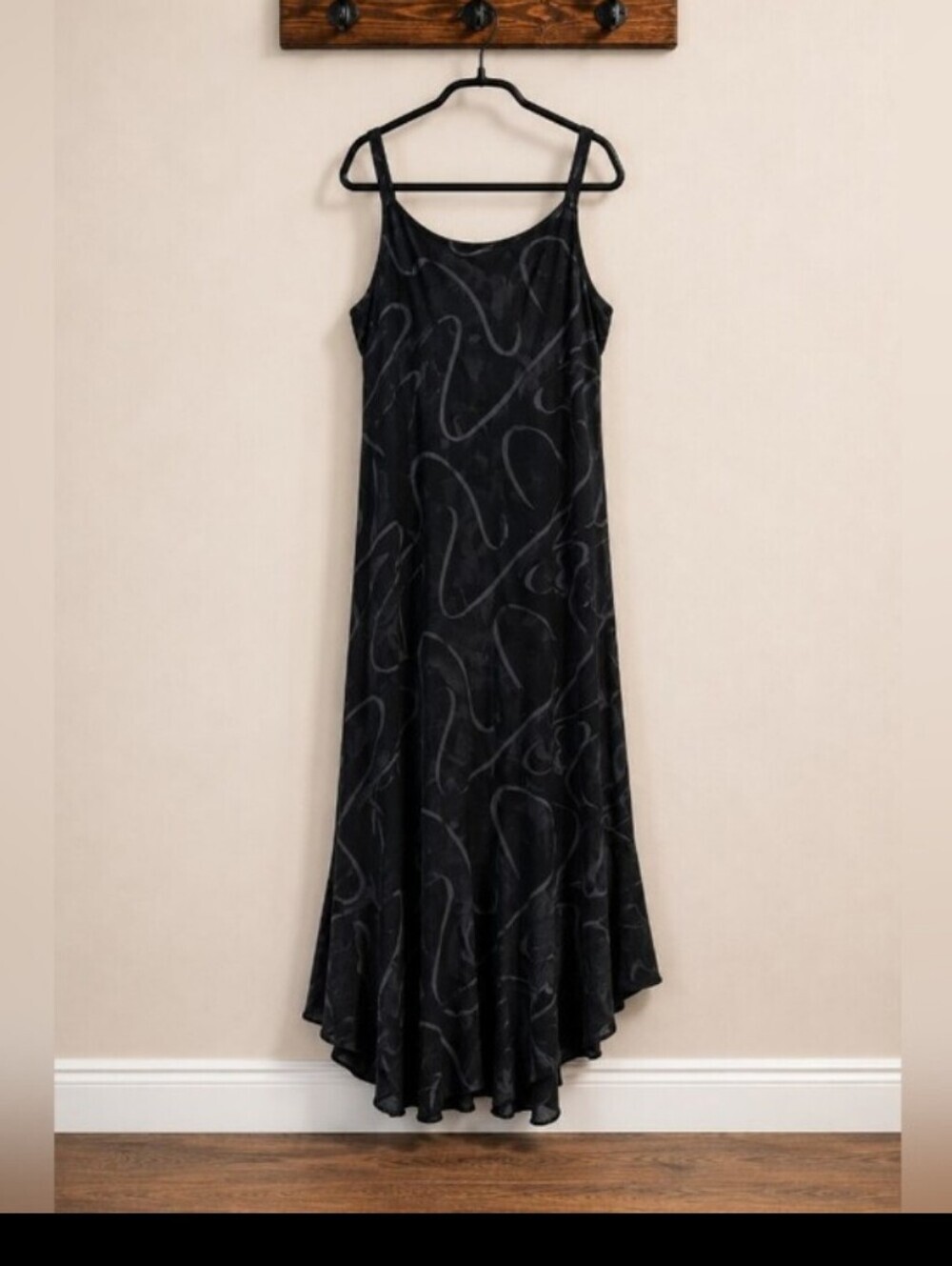 Y2K Andrea Quinn  Black Abstract Design Hi-low Ruffled Hem  Dress - Picture 3 of 7